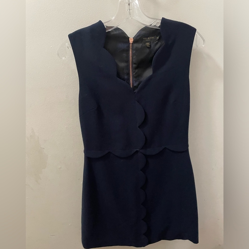 Ted Baker London Rubeyed Black Scalloped Edge A-Line Sheath Dress, Ted Size 1